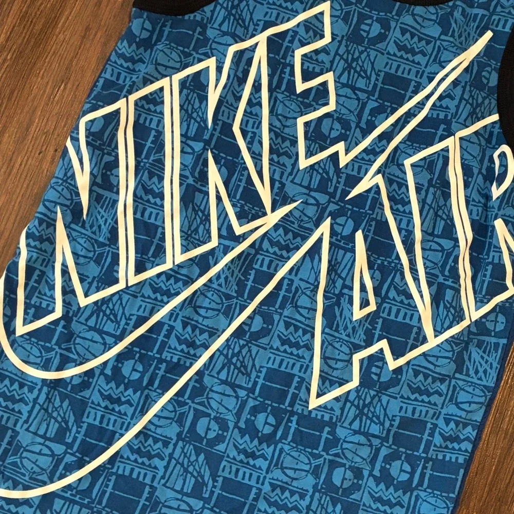 Nike Air Oversized Mesh LogoTank Top Blue Graphic Men's Size Small